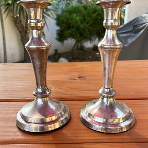 2 Restoration Hardware Taper Candlestick Holders Silver Color Made in India
